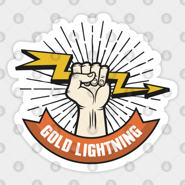 Gold Lightning Sticker by Mako Design 